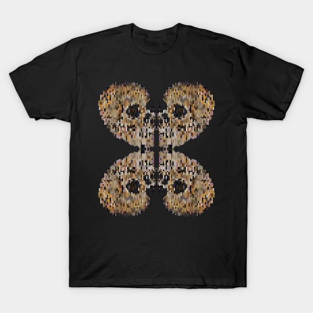 Abstract Skulls Reflections Glitch Goth Kaleidoscope Reflection T-Shirt by MOP tees